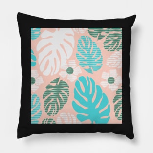 Tropical Monstera dots Pillow