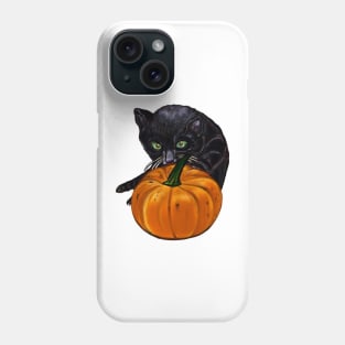 Pumpkin and black cat in Autmn Phone Case