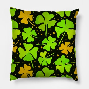 Painted Clover black background Pillow