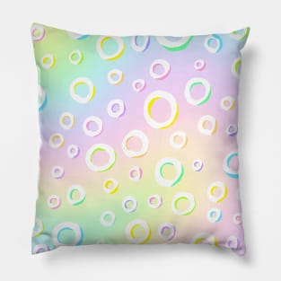 Pastel Rainbow Design with Circles Pillow