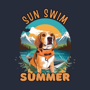 The Beagle Dog's Vacation. Sun Swim Summer. T-Shirt