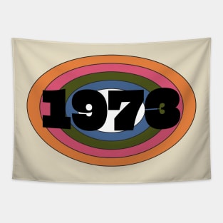 Year 1973 Rainbow Ellipse Vintage Typography Tapestry