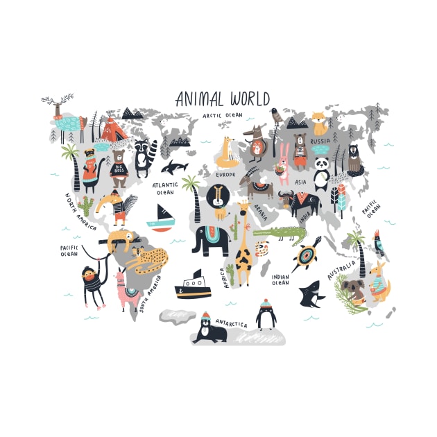 Animal World Map by JunkyDotCom