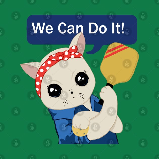 Pickleball Cat We can do it Pickleball TShirt TeePublic