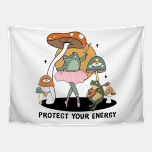 Funny Frog Protect Your Energy Mental Health Tapestry