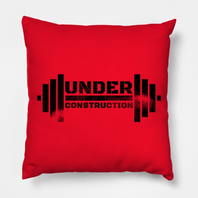 UNDER CONSTRUCTION BARBELL Pillow by MuscleTeez