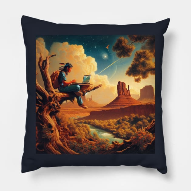 Native Tradition Meets The Indigenous Future Pillow by Tiger Mountain Design Co.