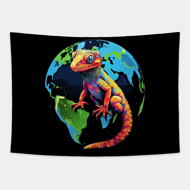 Gecko Earth Day Tapestry by JH Mart