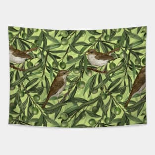 Nightingales in the olive tree Tapestry