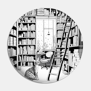 Cat in the Library Pin