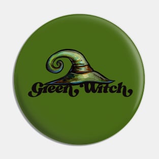 Green Witch Hat Pin