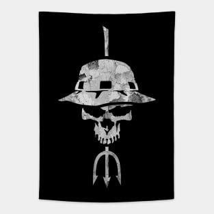 Distressed Military Trident Skull Tapestry