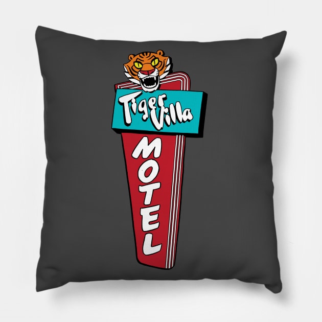 Tiger Villa Motel Pillow by Aaron Conley Awesome