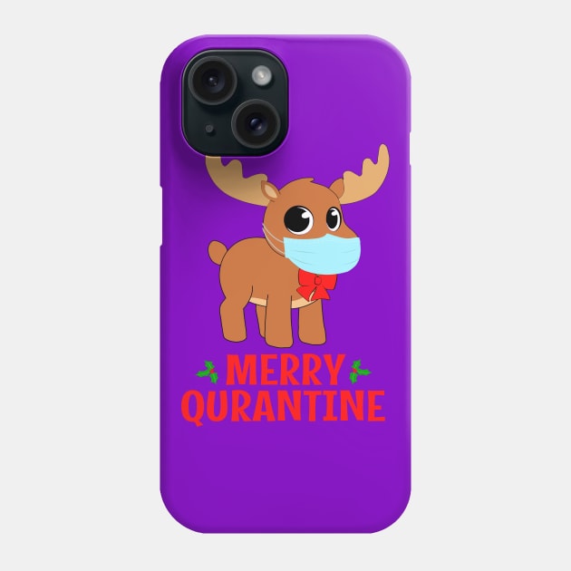 Merry Quarantine Christmas 2020 Deer Mask Phone Case by JohnnyxPrint