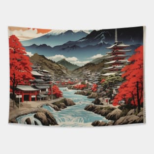 Shiga Japan Travel Vintage Tourism Poster Tapestry