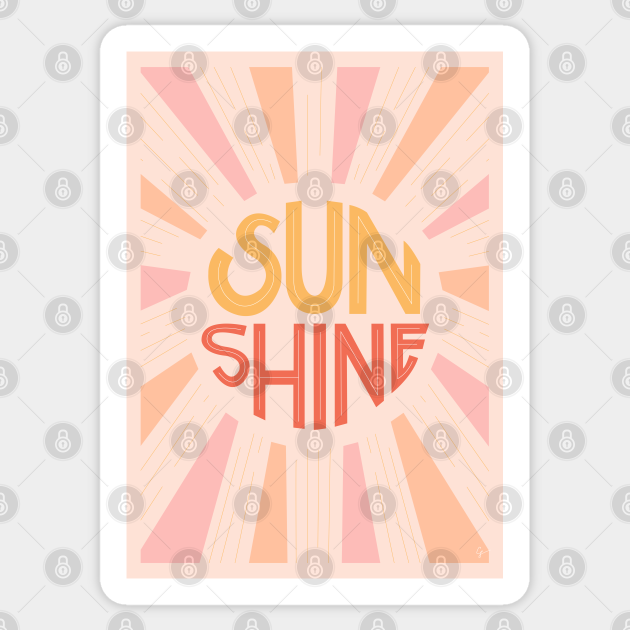 Sunshine Hand Lettering - Sun - Sticker | TeePublic UK