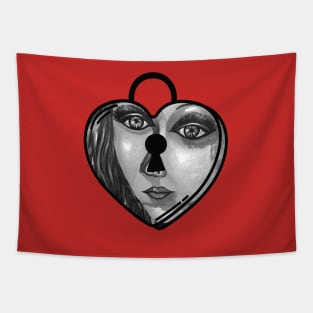 Heart padlock | Cool Lock heart Tapestry