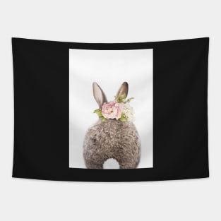 Peek-a-boo Floral Bunny Tail Tapestry