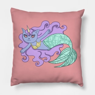 Unicorn cat mermaid Pillow