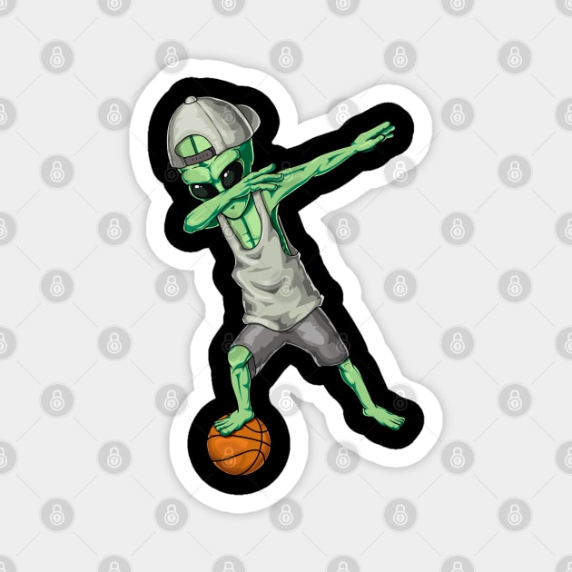 Cool Alien Dabbing - Funny Basketball Lovers Gift Magnet by DnB