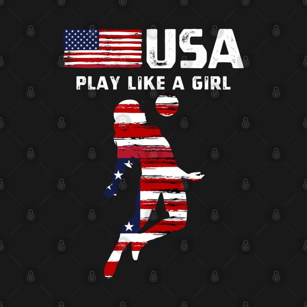 USA Play Like a Girl Soccer Football USA Flag Soccer Girl by StarMa