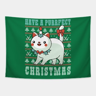 Have A Perfect Christmas, Cute Cat Christmas Tapestry