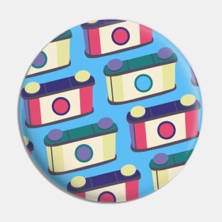 Retro Pinhole Camera Pattern - True Summer Seasonal Color Palette Pin