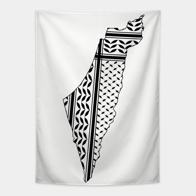 Palestine Map With Keffiyeh Pattern Design symbol of Resistance and Freedom Tapestry by BluedarkArt