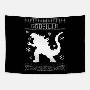 Godzilla Monster Silhouette Christmas Knit Pattern Tapestry