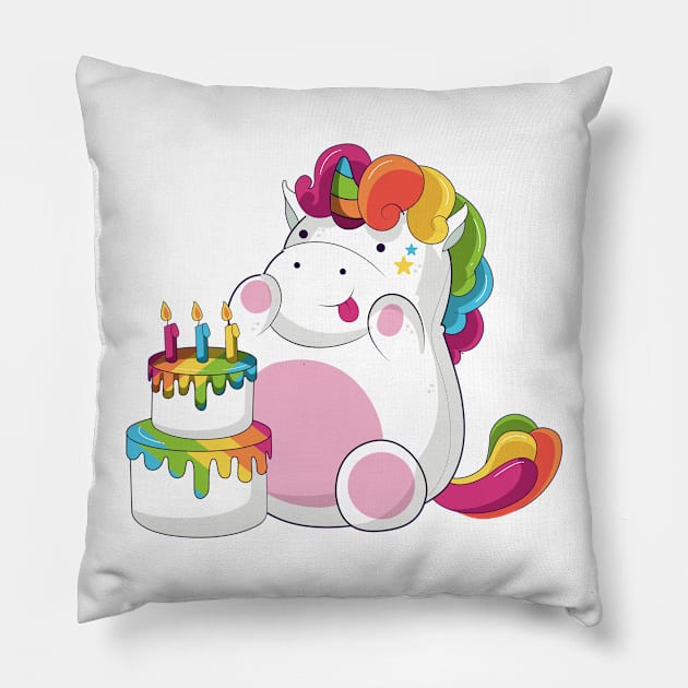 Cartoon Birthday Hippo Art Print Pillow by MariaStore