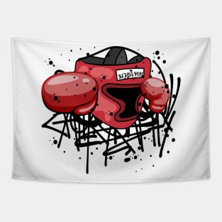 Muay Thai Boxing Graffiti Street Art Tapestry