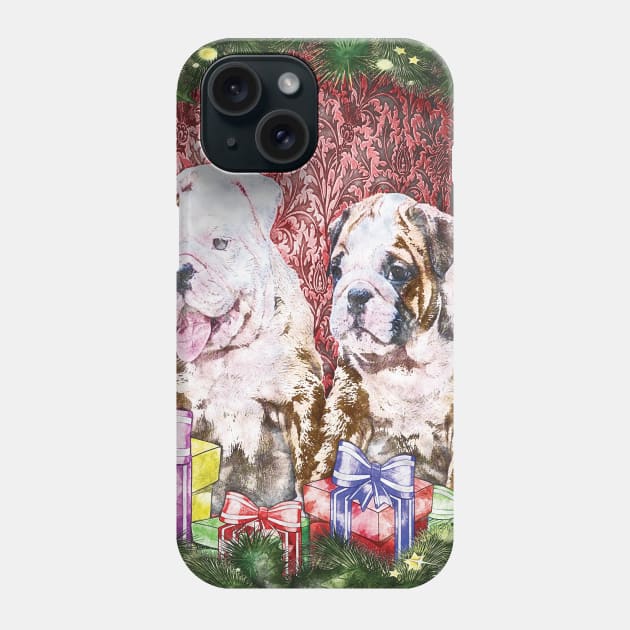 Merry Christmas English Bulldog Phone Case by Aventi