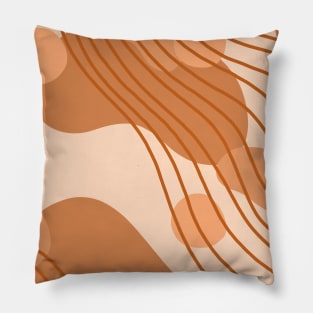 Light Brown and Beige Abstract Art Shapes and Lines Pillow