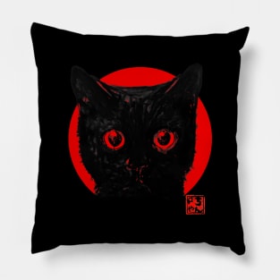 cat face in red Pillow