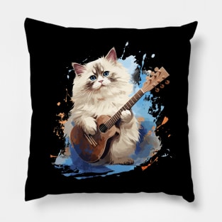 Ragdoll Cat Playing Guitar Pillow