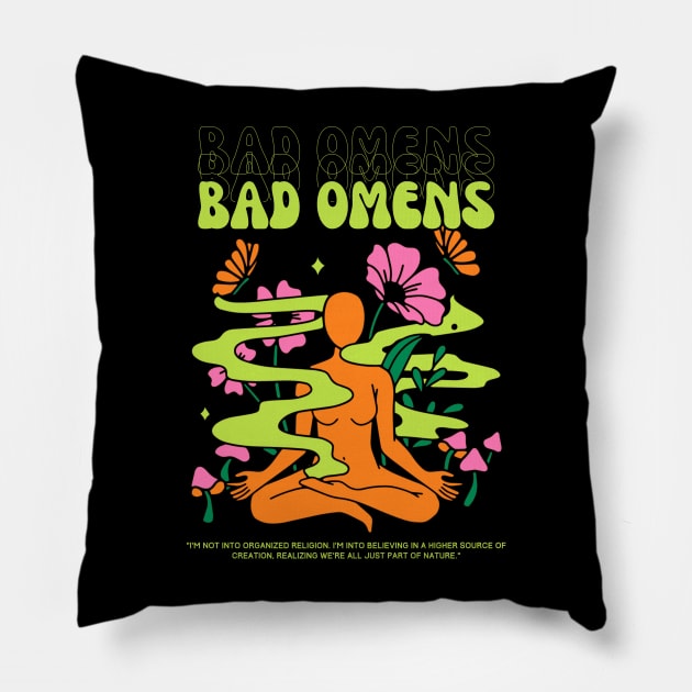 Bad omens // yoga Pillow by Mamamiyah