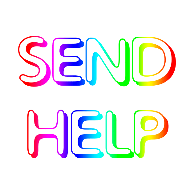 SEND HELP PLZ retro gamer rainbow neon colors by sandpaperdaisy