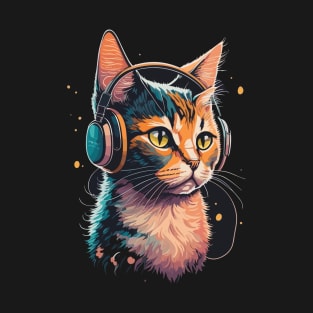 Cat with Headphones T-Shirt