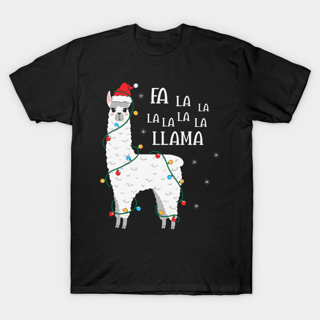 Discover Fa La La La Llama Christmas Tree Funny Llama Santa Christmas Lights Gift - Llama Christmas Tree - T-Shirt