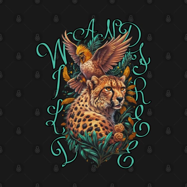 Wild & Free Jungle Spirit: Cheetah, Hawk, Velocity. Green, Black, Orange Adventure. by PopArtyParty