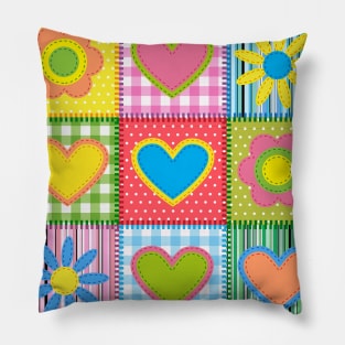 Flower Heart Patchwork Pillow