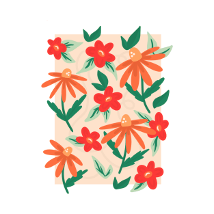 spring flowers pattern - orange and red T-Shirt