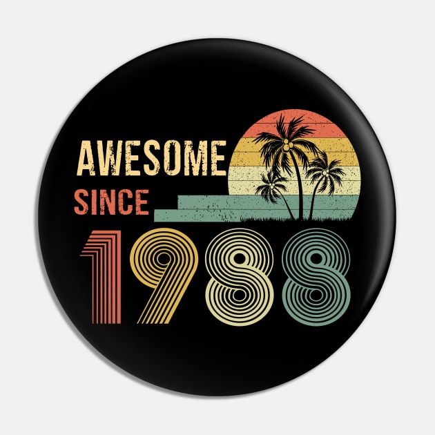 34 Years Old Awesome Since 1988 Gifts 34th Birthday Gift Pin by peskybeater