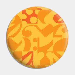 Musical Notes Orange Yellow Pattern Pin