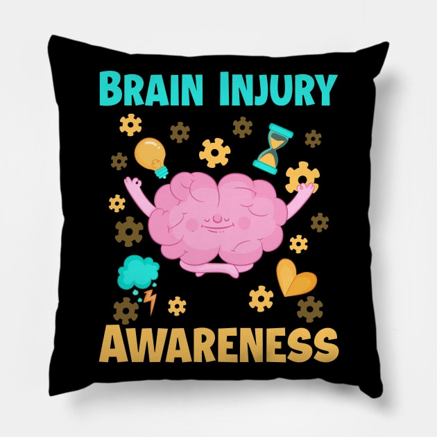 Brain Injury Awareness Mental Health Awareness Mindfulness copy Pillow by ttao4164