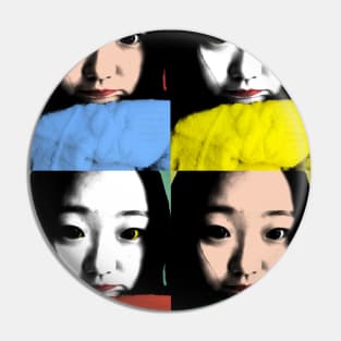 BEAUTIFUL FUNNY ASIAN GIRL POP ART COLOR Pin