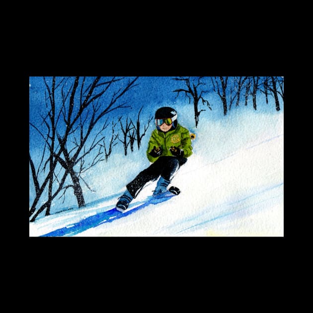 Snowy Downhill Skiing Watercolor by MMcBuck