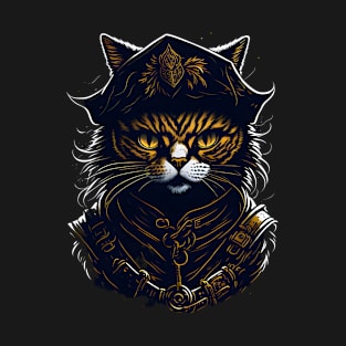 Kawaii Cartoon Pirate Cat Tiger Design T-Shirt