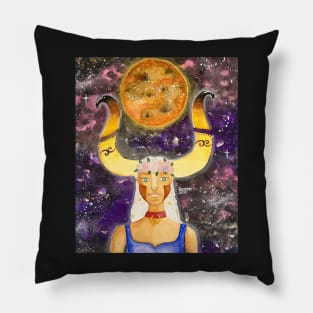 Taurus Astrological Sign Space Portrait Pillow