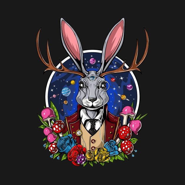 Jackalope Psychedelic Rabbit by underheaven